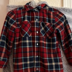 Red boys flannel warm sweater with hoodie